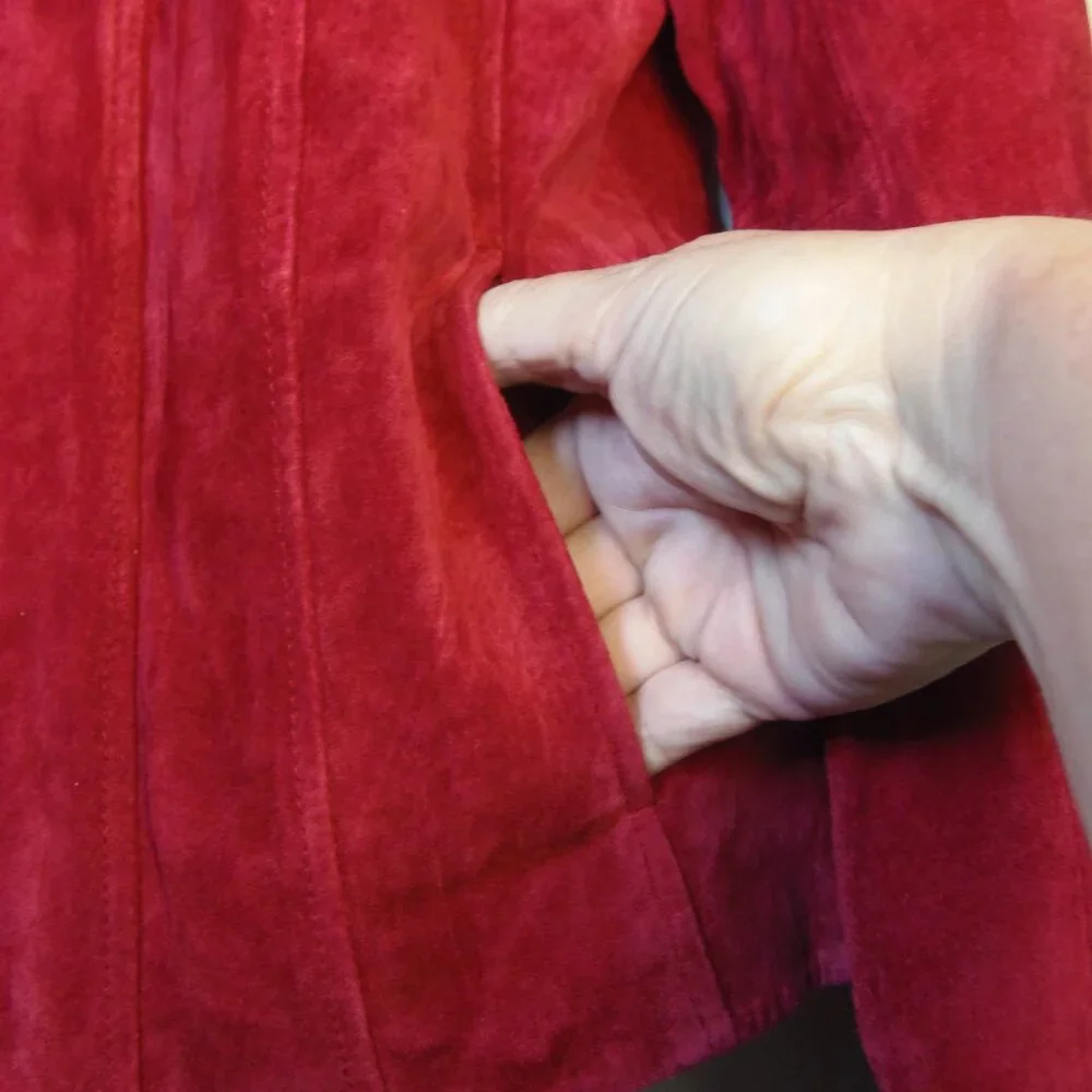 Coldwater Creek Leather Jkt Womens SZ L Berry Red Full Zip NWT Luxurious Lagenlo - Picture 6 of 11
